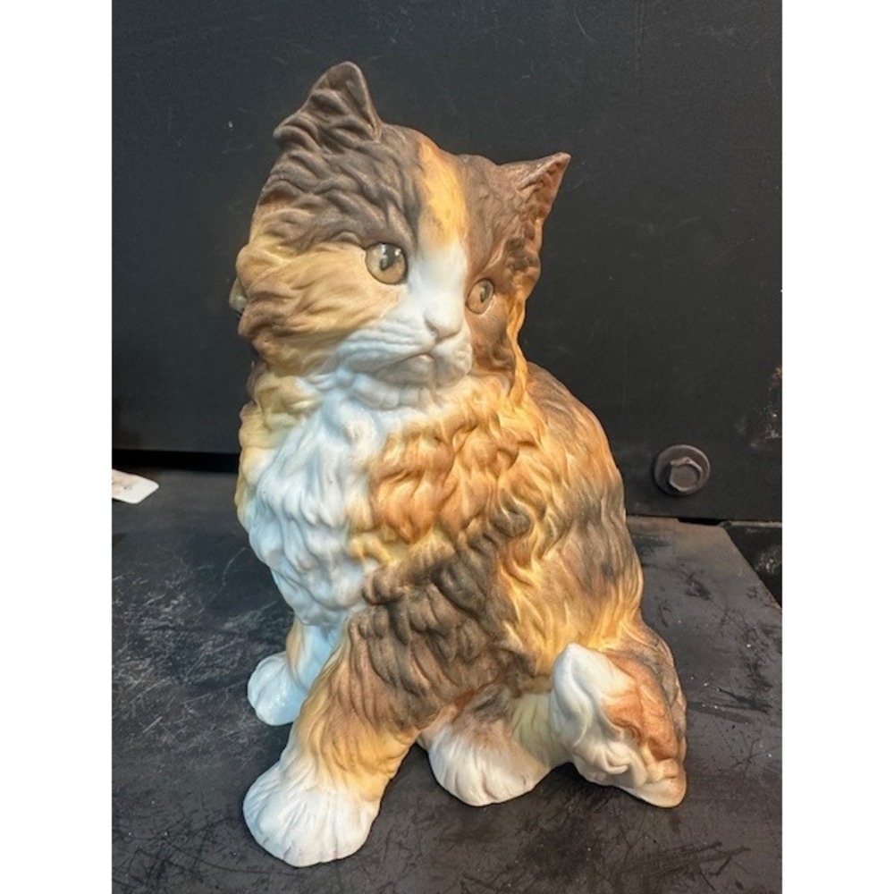 Vintage 1995 Munro Calico Cat Musical Figurine Sankyo Fur Elise Porcelain 7"